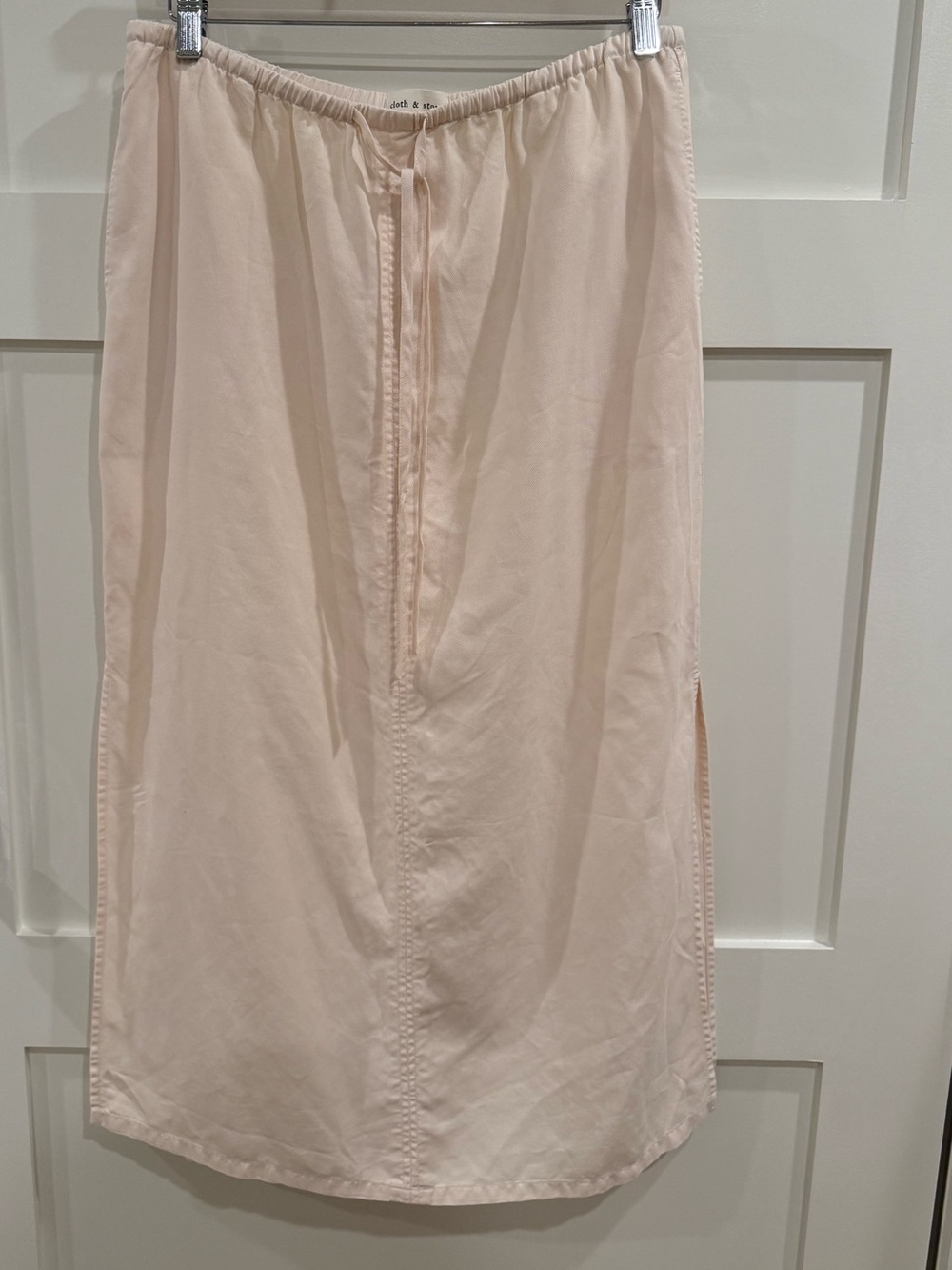 Cloth & Stone Ivory Cream Tencel Drawstring Column Skirt Sz M slits